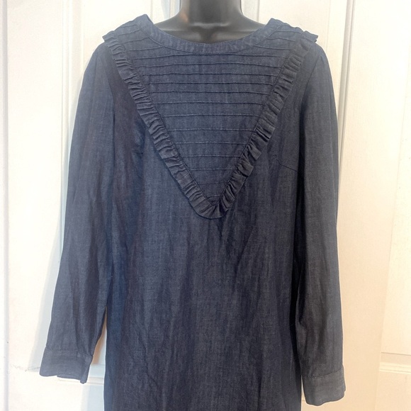 “ELOQUII” Denim Chambray PinTuck Bib Dress - Picture 4 of 14